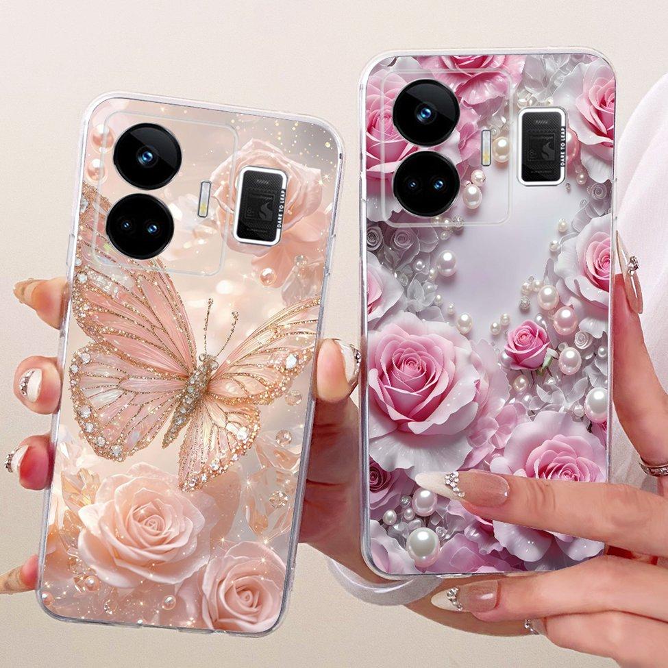Clear For Realme GT Neo 5 Case RMX3706 Cute Cat Fashion Butterfly Funny Painted Casing For Real me GT Neo 5 Cover