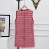 Autumn and winter collarless medium and long light down jacket vest women's short round neck zipper vest vest vest vest tide