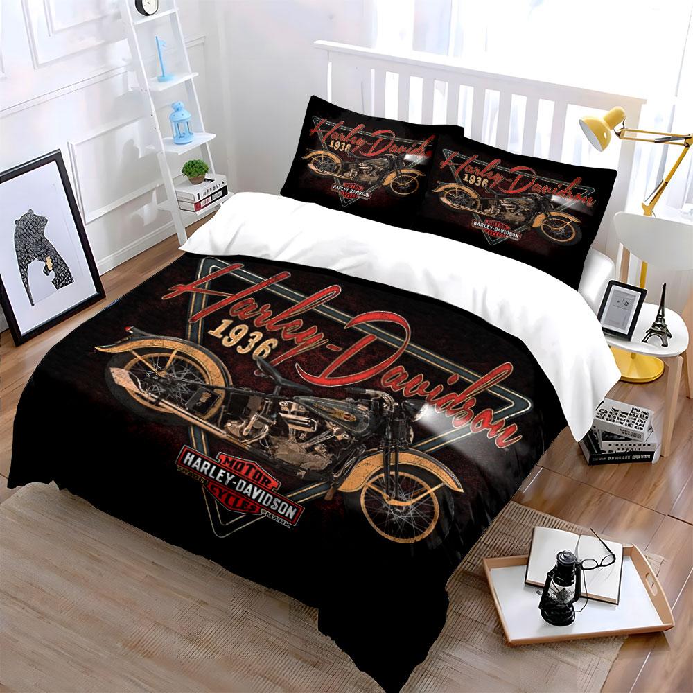 Vintage motorcycle and logo. Bedding sets Duvet cover sets Duvet covers Pillowcases(1*Duvet Cover 2*Pillowcases without duvet insert)