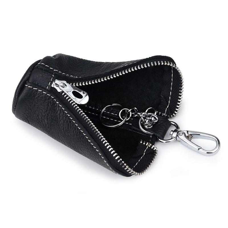 Vintage Genuine Leather Key Wallet Women Keychain Covers Zipper Key Case Bag Men Key Holder Housekeeper Keys Organizer Pouch