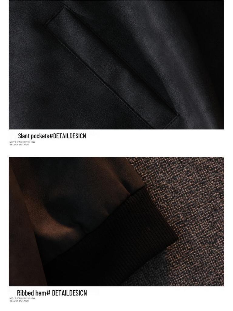 Men's Retro Lapel Leather Jacket - Spring & Autumn Hong Kong Style