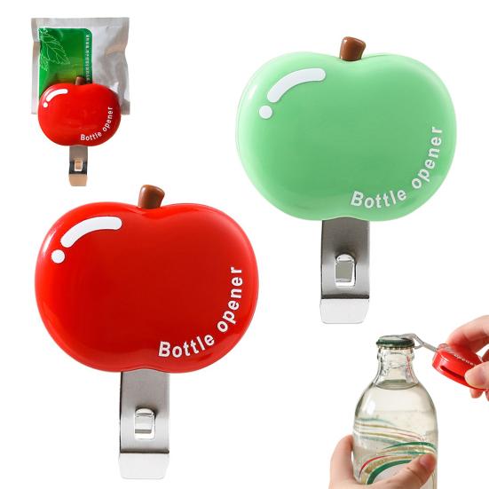 3-in-1 Apples Shape Bottle Opener & Magnetic Bag Clip Easy Open Bottle Cap Portable