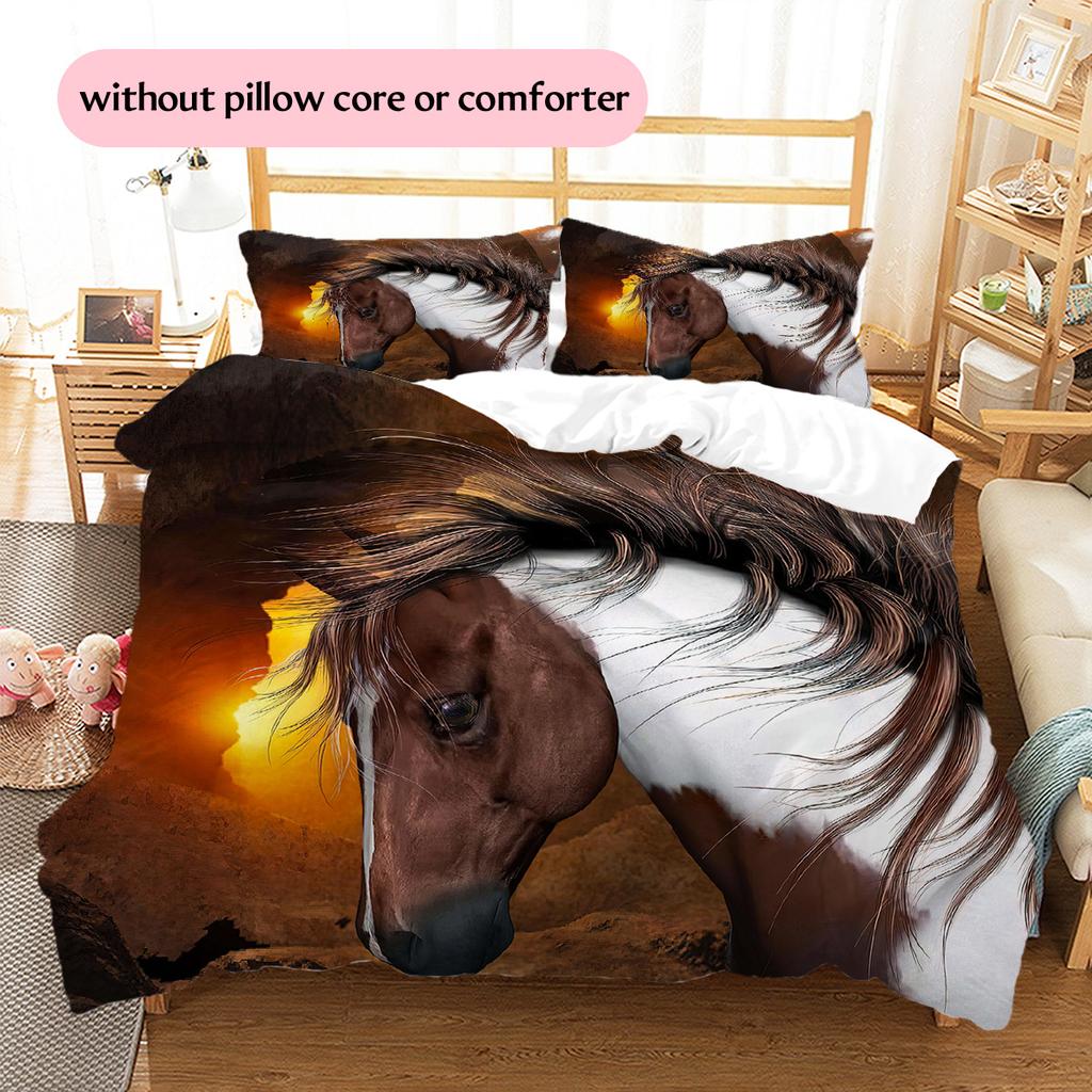 1PC Horse Bedding Quilt Set Quilt Cover Pillowcase Home Decoration Birthday Gift (1 * duvet cover + 15 * pillowcase, without core)