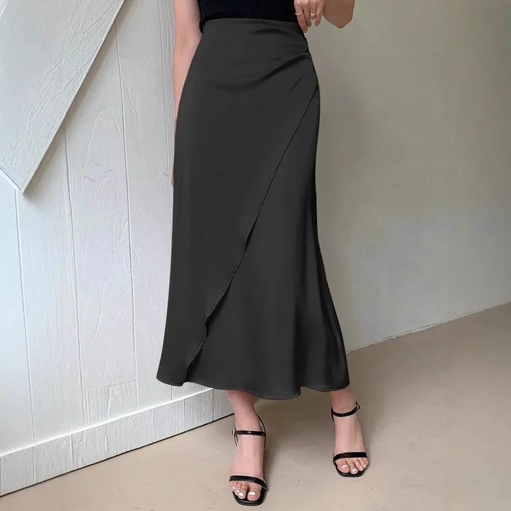 Imitation Silk Skirt Satin New Midi-length