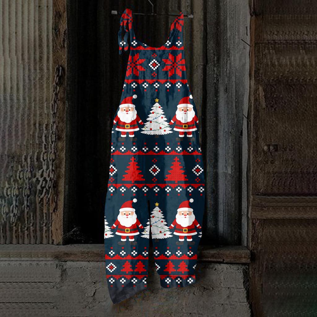 Women's Casual Floral Print Cotton Linen Loose Fit Retro Suspender Jumpsuit