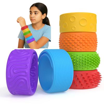 Sensory Slap Bracelet Fidget Toys,Silicone Anti Stress Relief Toy For Kids Children Adhd Autism Calming Antistress Anxity 6 Pack