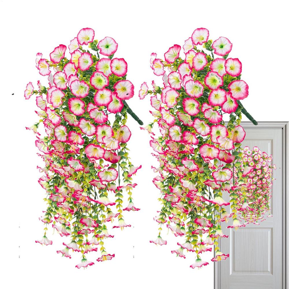 Fake Petunias 2 Pieces Flowers Patio Petunias Decor Outdoor Fake Plant Decoration For Porch Patio Garden Yard Wedding Party