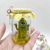 Grumpy Pickle In A Jar Sculpture Creative Mini Grumpy Clear Glass Pickle Statue Funny Aojiao Jar Pickle Cartoon Display