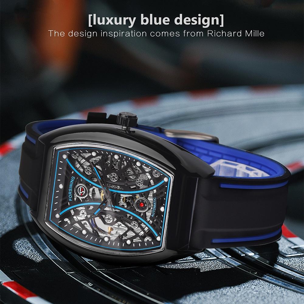 2023 New Square Forsining Men's Fashion Motorcycle Street Tide Men's Hollow Automatic Mechanical Watch Montre Homme