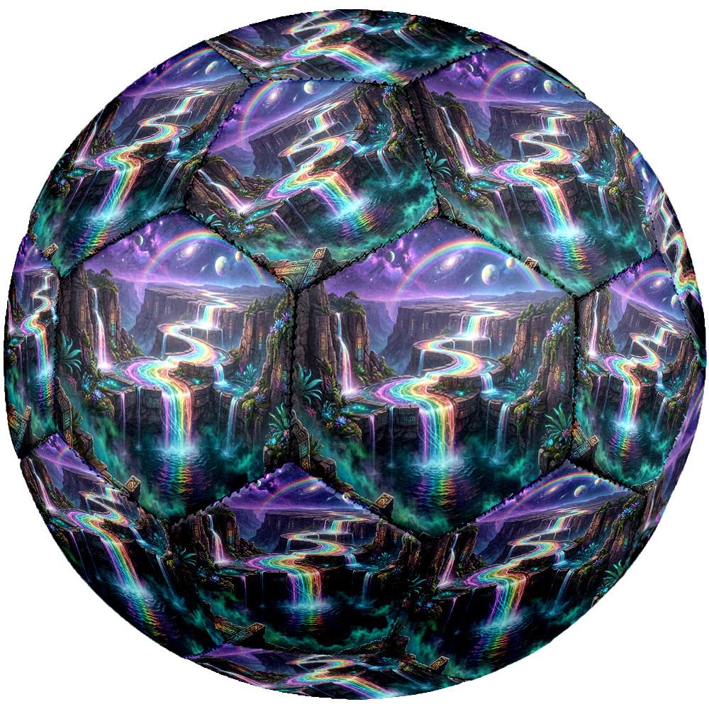 1pc Rainbow Waterfall Fantasy Theme Soccer Ball Football, Size 5, Lightweight PVC, Durable Outdoor Training Soccer Ball, Gift M6145