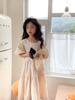 Summer 2025 Girls' Puff Sleeve Princess Dress – Korean Style Short Sleeve Big Skirt