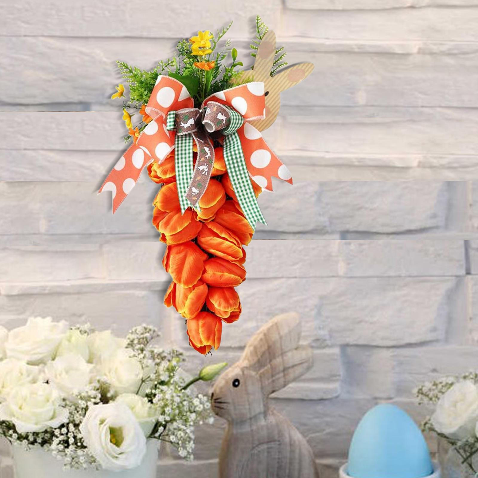 

Hanging Tulips Carrot Wreath Flower Garland with Green Leaves Simulation Artificial door Party