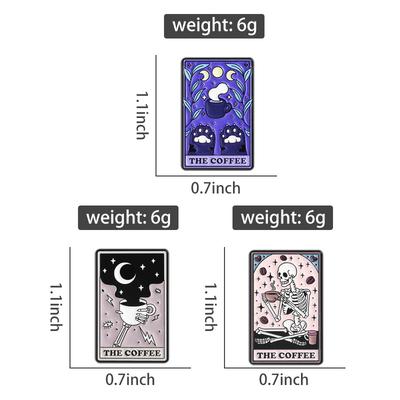 The Coffee Tarot Card UV Printing Pins Skeleton Cat Paw Moon Phase Brooches Badges Punk Jewelry Gift for Friends