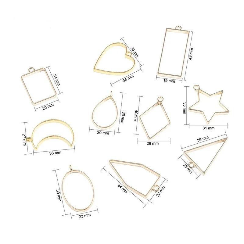 30 PCS/set of Handmade DIY Jewelry Accessories UV Crystal Silicone Mold Making Jewelry Pendants Geometric Hollow Frame Pendants