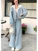 2026 Winter Korean Fashion: Women's Lace Splicing Hooded Sweatshirt & Casual Pants Set
