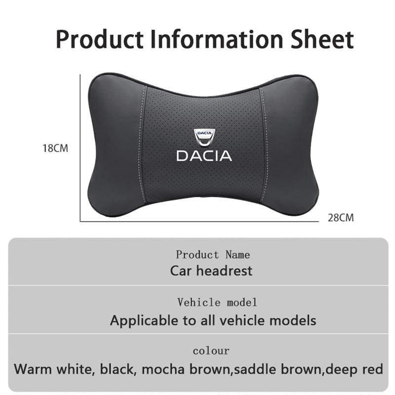 BGW1 1Pcs Car Seat Headrest Auto Logo Neck Pillow For Dacia Duster Logan Spring Sandero Stepway Dokker Lodgy Jogger MCV