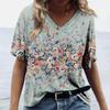 Vintage Mode Motorrad T-Shirt, V-Ausschnitt, Lässig, Y2K Stil, Kurzarm T-Shirt für Damen, V-Ausschnitt