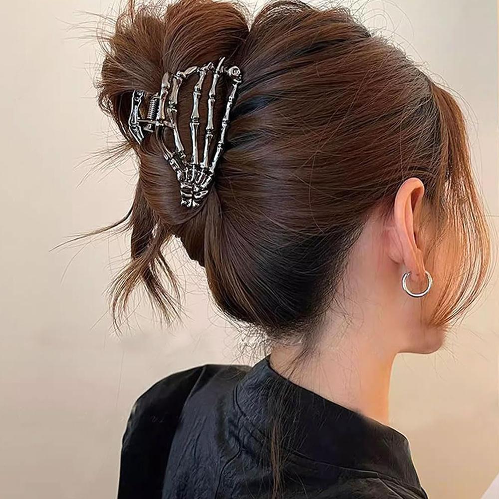 Black Ghost Hand Hair Clips with Skull Design For Party Halloween Decorations