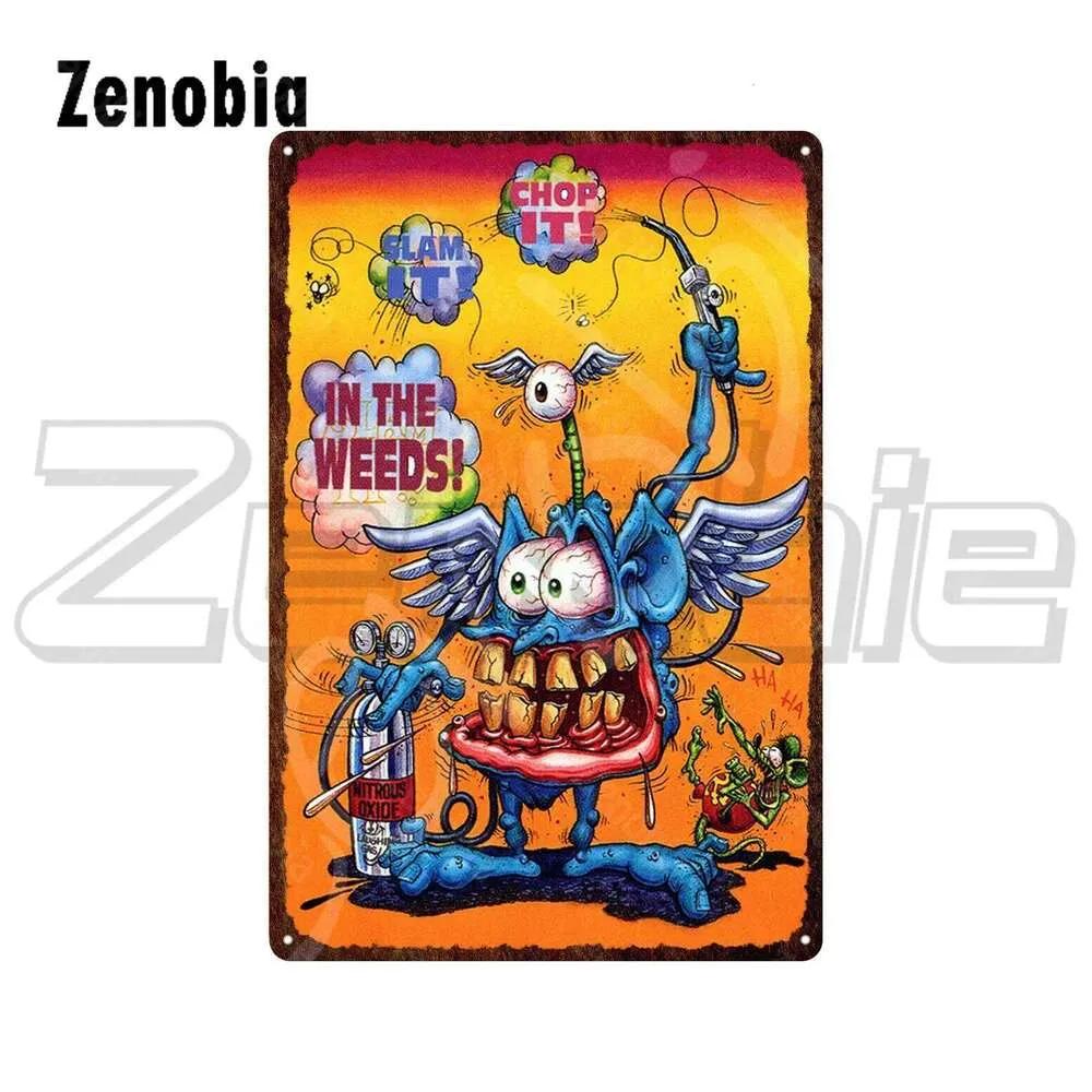 RAT FINK Vintage Sign Funny Cartoon Characters Metal Plate Tin Plaque Wall Stickers for Home Decoration 26T0104 26T0104