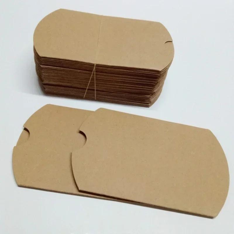 50pcs Kraft Paper Pillow Boxes Wedding Party Favor Candy Box Holiday Birthday Supplies Packaging Mystery Box Paper Bag