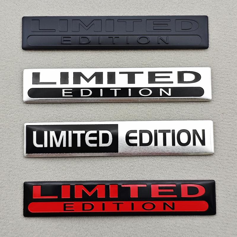 2PCS Metal Aluminium LIMITED EDITION Logo Emblem 3D Chorme Silver Black Red Car Sticker Fender Trunk Badge Decal Car Accessories