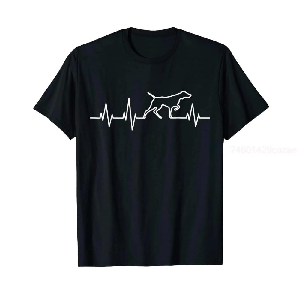 Cotton German Shorthaired Pointer Dog Heartbeat GSP Breed Lover T-Shirt T Shirts S