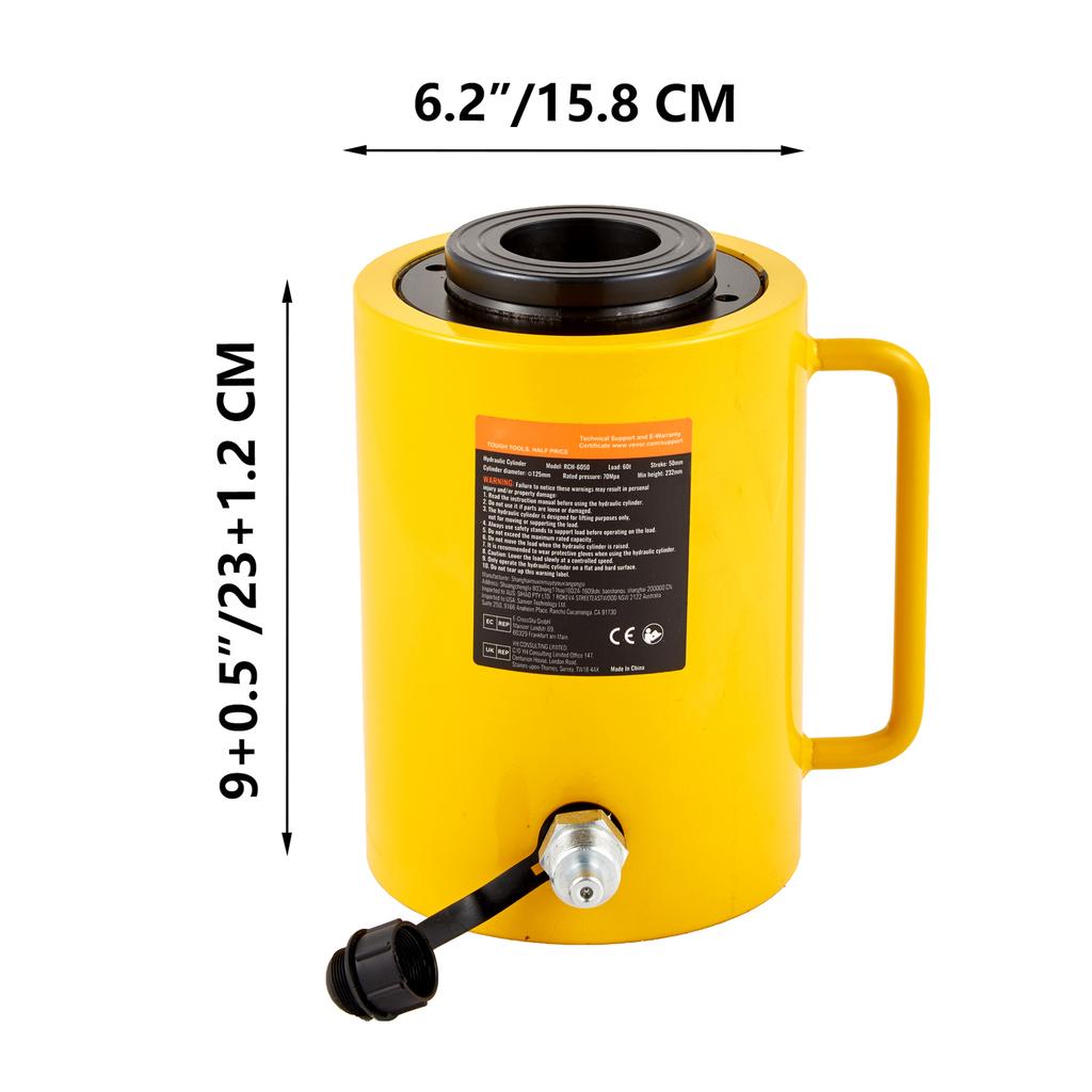 SucceBuy 60T 2 Inch Hydraulic Cylinder Jack Hollow Single Acting Hydraulic Ram Cylinder 50 Mm Hydraulic Jack Lifting Cylinders