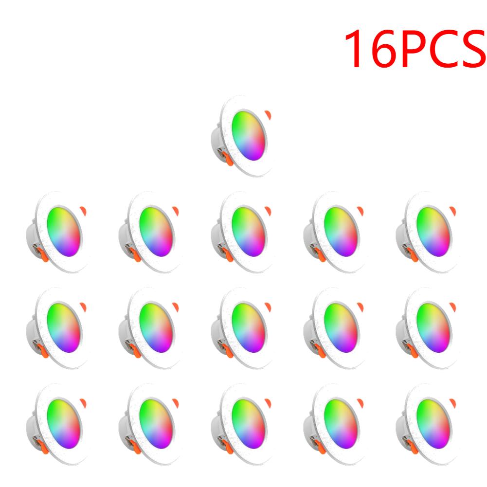 1-16PCS 10W Smart LED Downlight Bluetooth Ceiling Lamp RGB Recessed Round Light APP Remote Control for Google Alexa Home