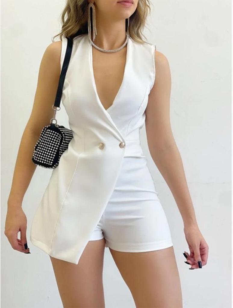 European & American Women's Sleeveless Slim Office Jumpsuit - Spring/Summer Fashion