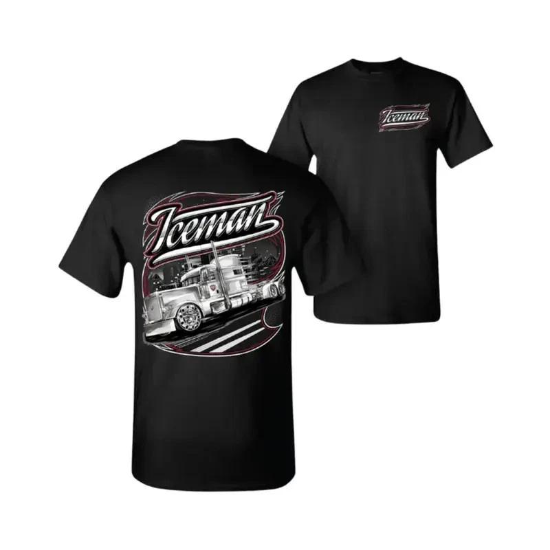 Iceman Semi Truck T-Shirt, Chrome Rig Graphic long haul trucker L