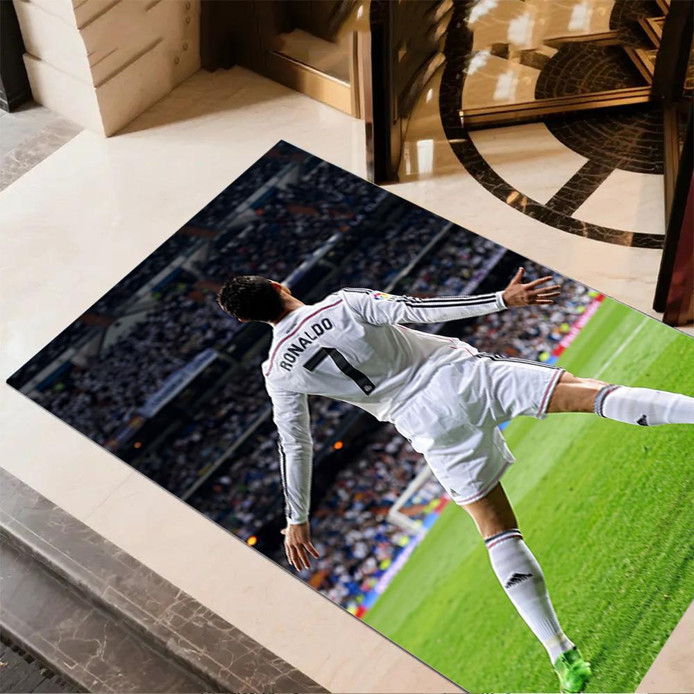 Cristiano Ronaldo Soccer Action Floor Mat Suitable for Dormitory Dining Room Living Rooms Study Room Anti-slip Rug Office Home Decor Best for Christma