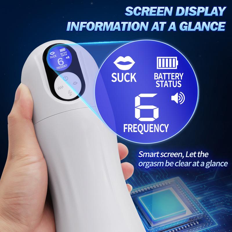 New Fully Automatic Retractable Suction and Heating LCD Display Aircraft Cup for Men's Masturbation and Adult Sex Toys