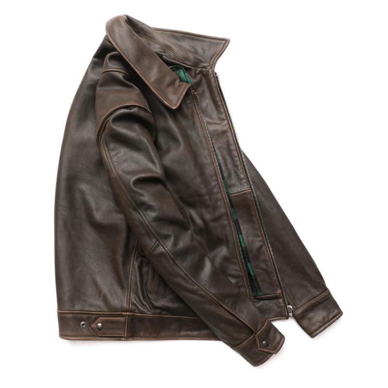 Super Men Leather Jacket Thick Soft Natural Cowhide Real Leather Coat