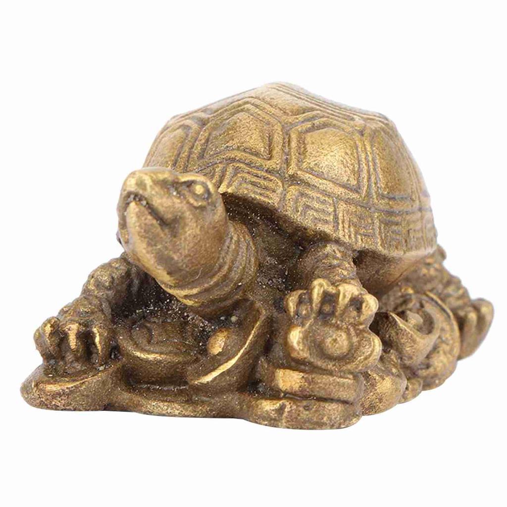 Bronze Exquisite Carving Brass Lucky Chinese Tortoise Shape Furnishing Craft Decoration