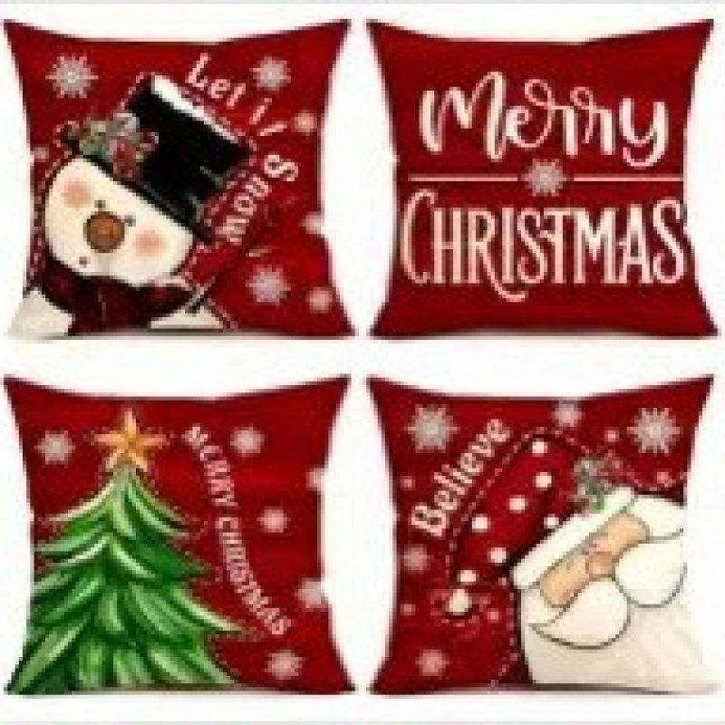 Christmas Linen Pillowcase: Home Sofa Decor & Car Lumbar Support Cushion Cover