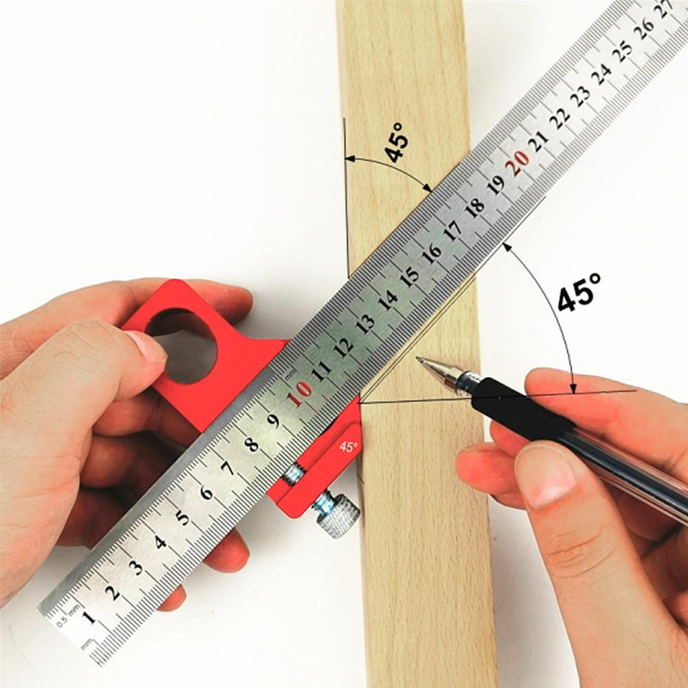 Steel Ruler Positioning Block 45/60/90 Degree Angle Scriber Line Marking Gauge Woodworking Square Scribe for Ruler Locator