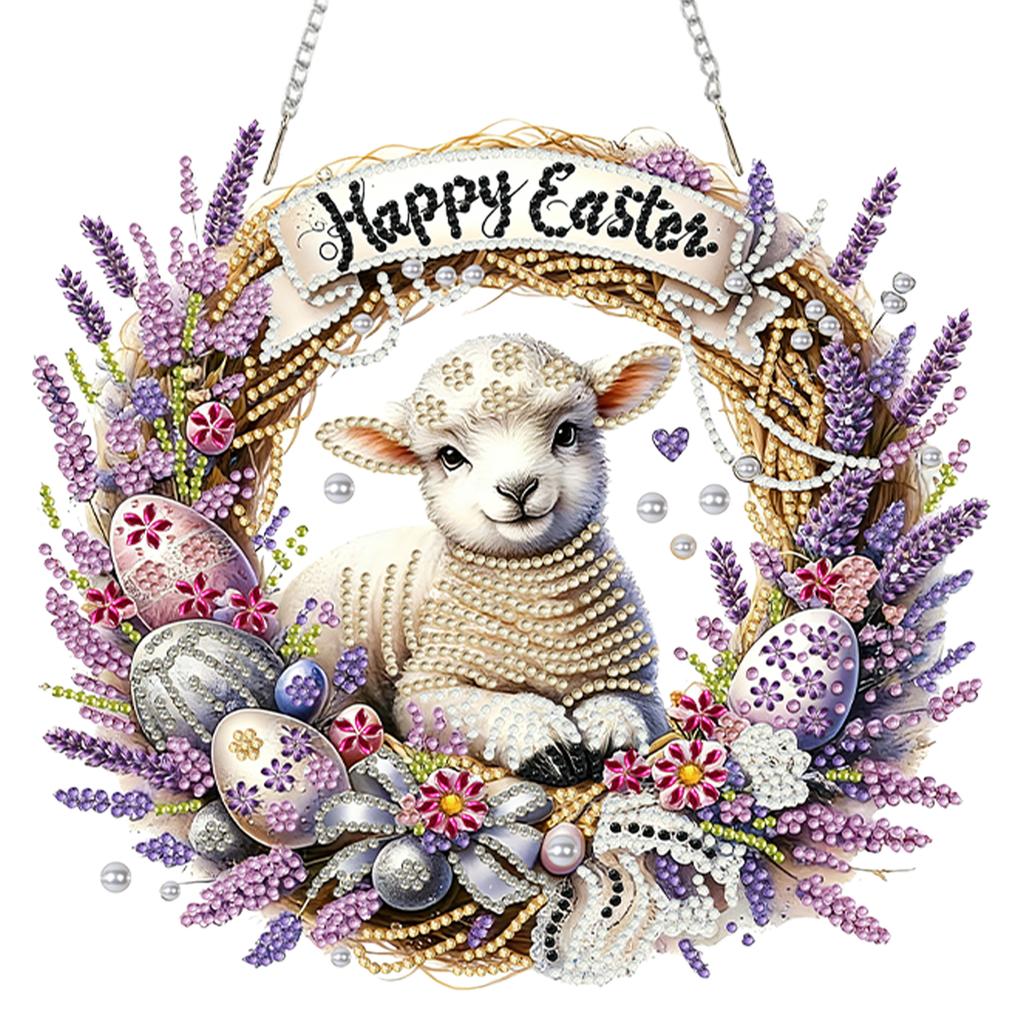 פסח DIY אקרילי שטוח דו-ממדי תלוי ערכות אמנות יהלומים ציור יהלומים תליון אבני חן לקישוט קיר בית גן