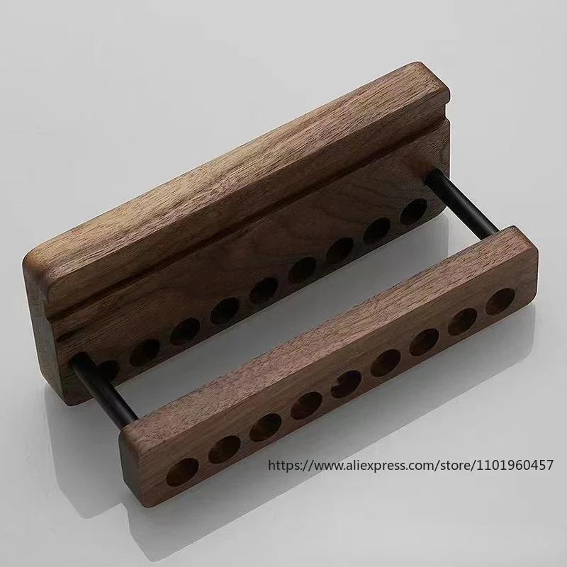 Multi-functional Black Walnut Wood Desktop Pen Holder with Phone Slot for Office and Home Storage Office School Accessories