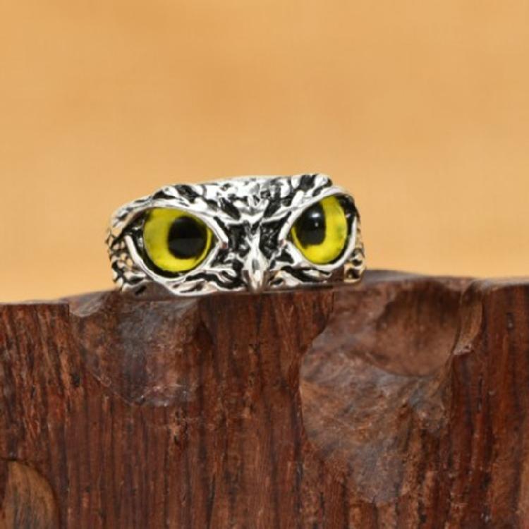 Fashion Vintage Cute Eyes Owl Ring For Men Women Open Rings Silver Color