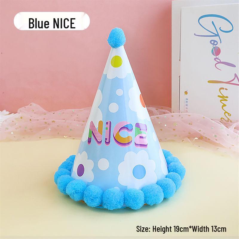 Creative Cartoon Pompom Birthday Hat for Selfies - For Adults & Babies