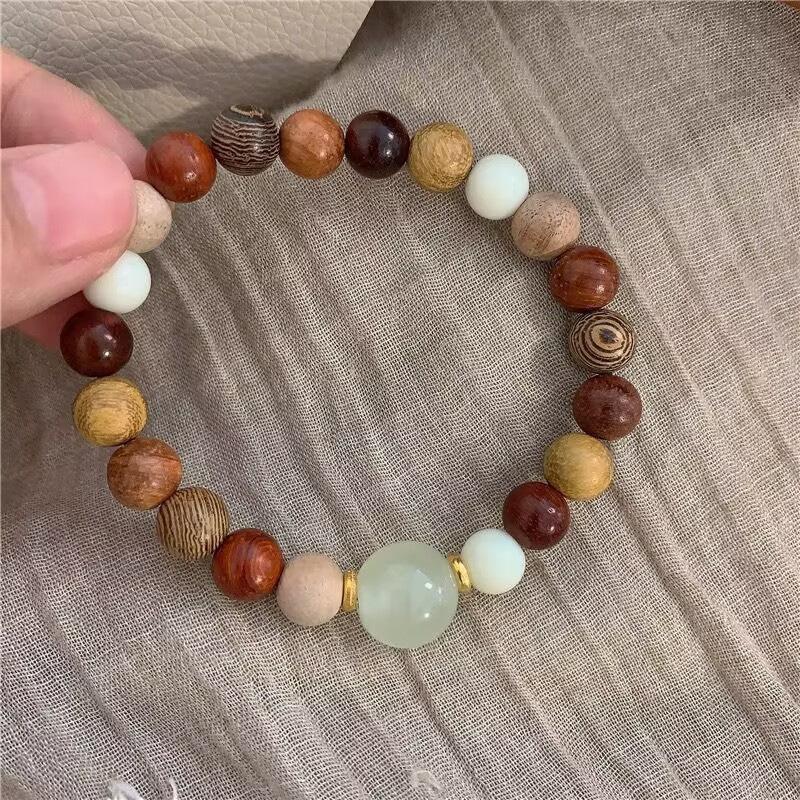 Деревянный браслет с бусинами в виде лотоса, новый китайский браслет для девочек, дзен, нишевый, ретро, ручная работа, украшение для девушки