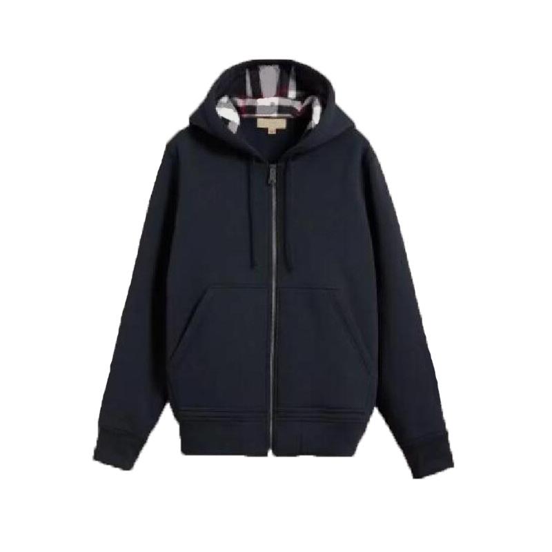 High-Quality British Style Men's Hooded Fleece Sweatshirt for Spring/Autumn, Zipper Cardigan, Customizable Logo, 3D Design, In Stock.