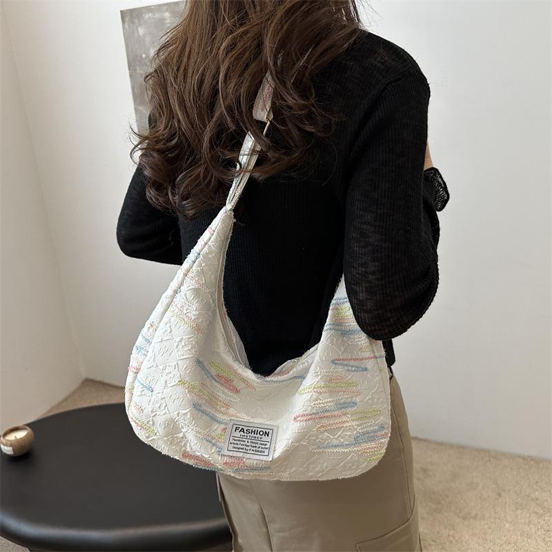 Fashionable Pendant Rainbow Stripes Personalized Large Capacity New Trendy and Fashionable Commuter One-shoulder Crossbody Dumpling Bag