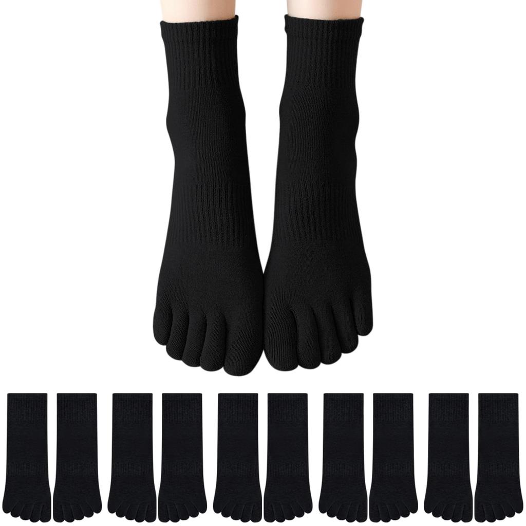 SLEEPSINERO Set Breathable Cotton Sizes Women's Ankle-Resistant Five-Toe Socks, 5-Pair [Moisture-Wicking, Quick-Drying, Antibacterial, Odor-Resistant,