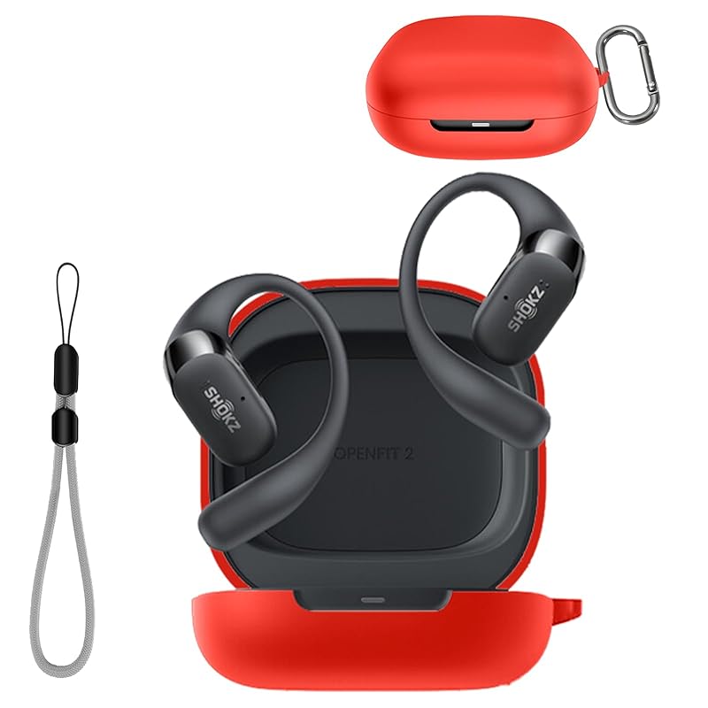 

SHOKZ OpenFit 2 for case Cover [YANMONGI] Wireless earphones protective cover silicone protective case -With chain charging case cover visible led