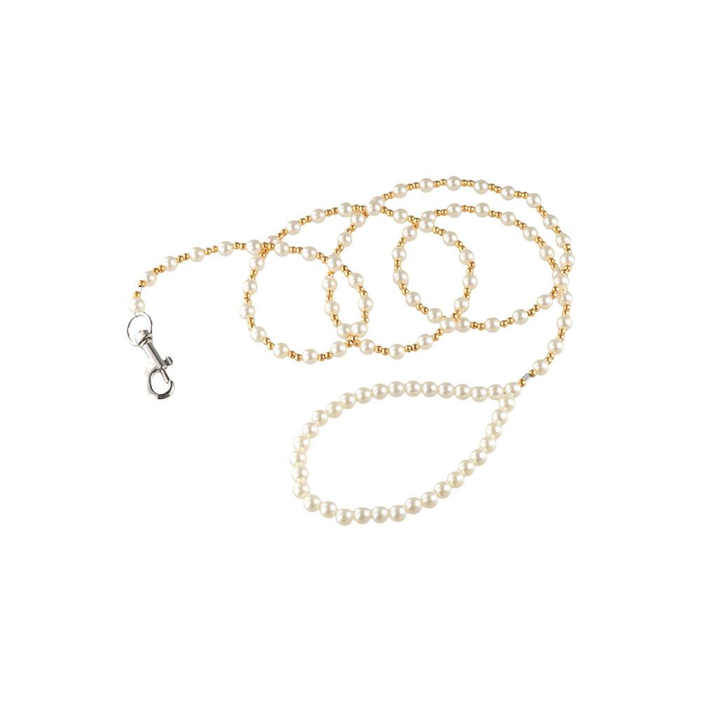 Imitation Pearls Beaded Dog Leash 120cm Pet Training Lead Leashes Pearls Dog Harness Leash Pet