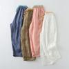 Summer Elastic Waist Stitching Lace-up Fine Cotton and Linen Loose and Comfortable Nine-point Pants Harem Pants Casual Women's Pants