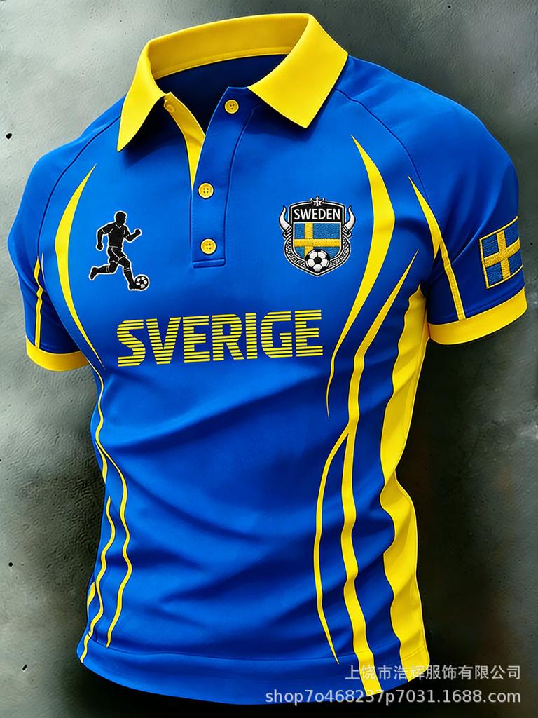 New 3D Printed Men's Retro Fashion Casual Summer Lapel Polo Shirt Top