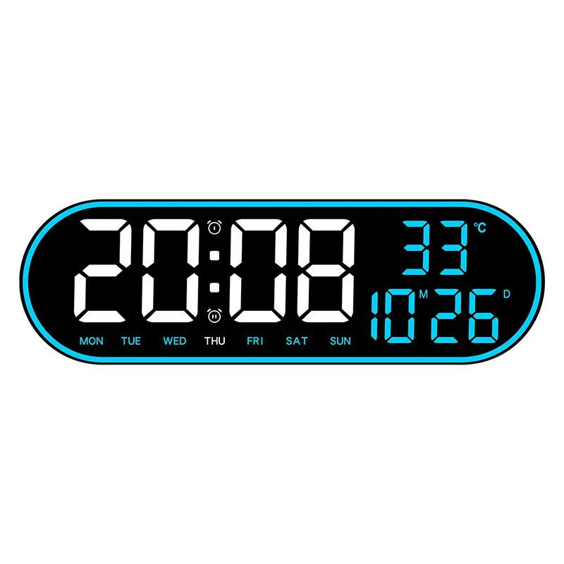Digital Wall Clock Large Alarm Clocks Remote Control Date Week Temperature Clock Dual Alarms LED Display Clock