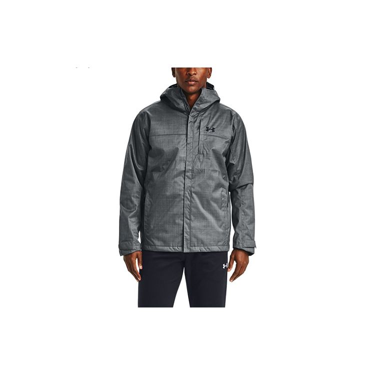 Under Armour Hooded Sports Fleece Thick Three-In-One Outdoor Hiking Waterproof Windproof Breathable Jacket Men jackets Gray 1300663-012